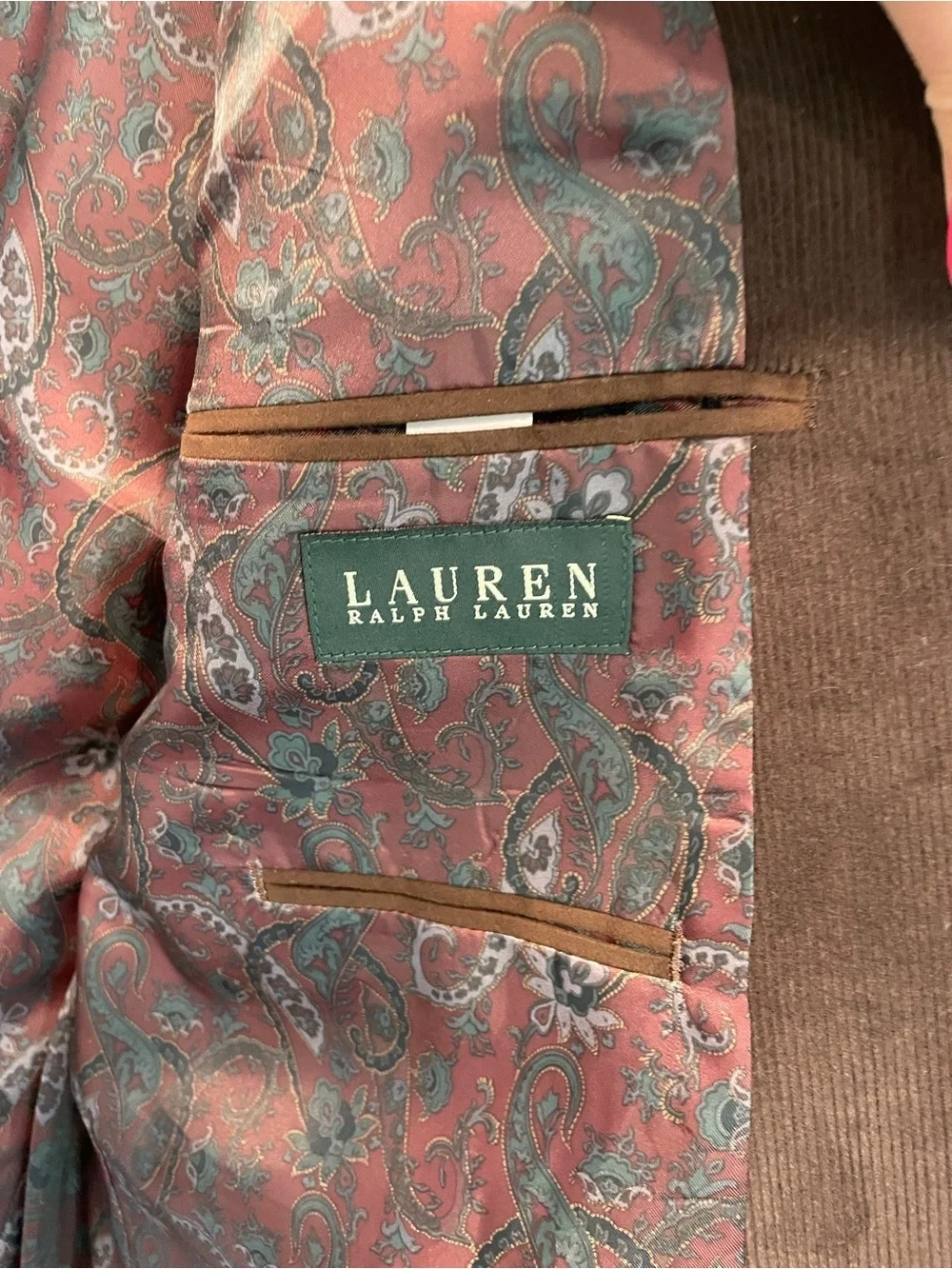 Lauren Ralph Lauren Mens Brown Corduroy Blazer Elbow Patches 46R Sport Coat